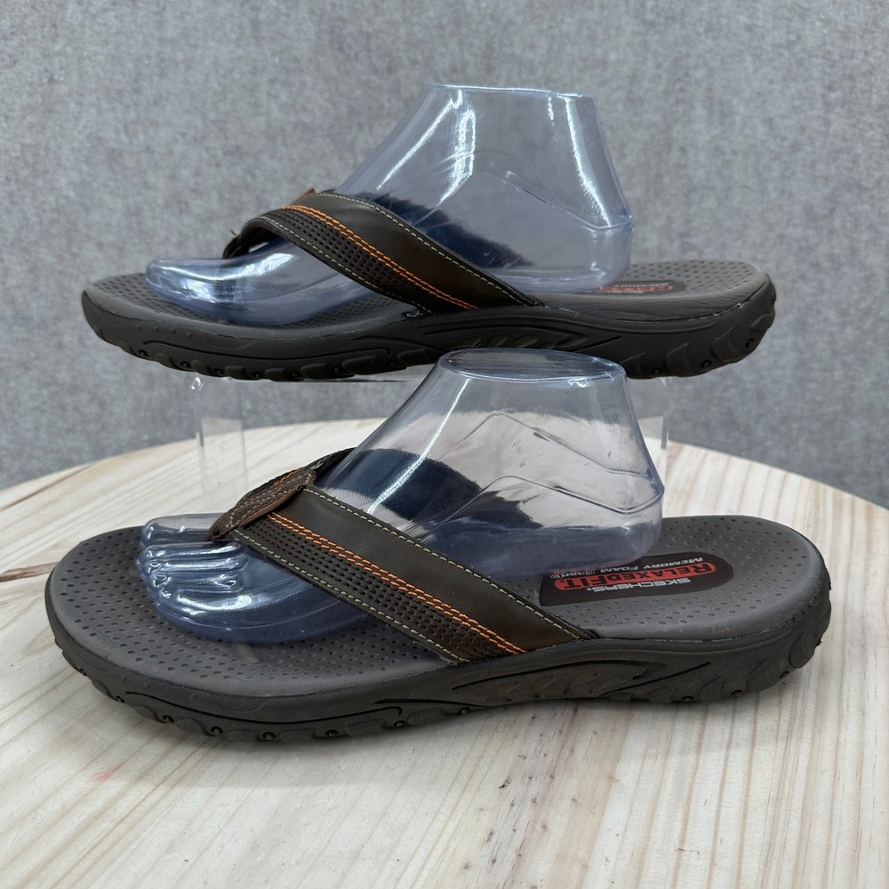 Skechers Reggae Cobano Sandals Mens 12 Brown Relaxed Fit Thong 56219SA